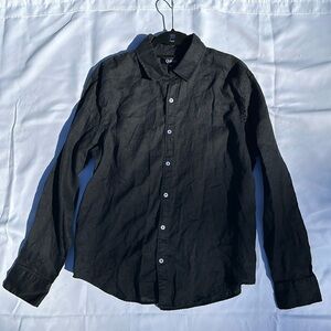 Quince Men’s Black Long Sleeve Button Down Shirt, Size XL